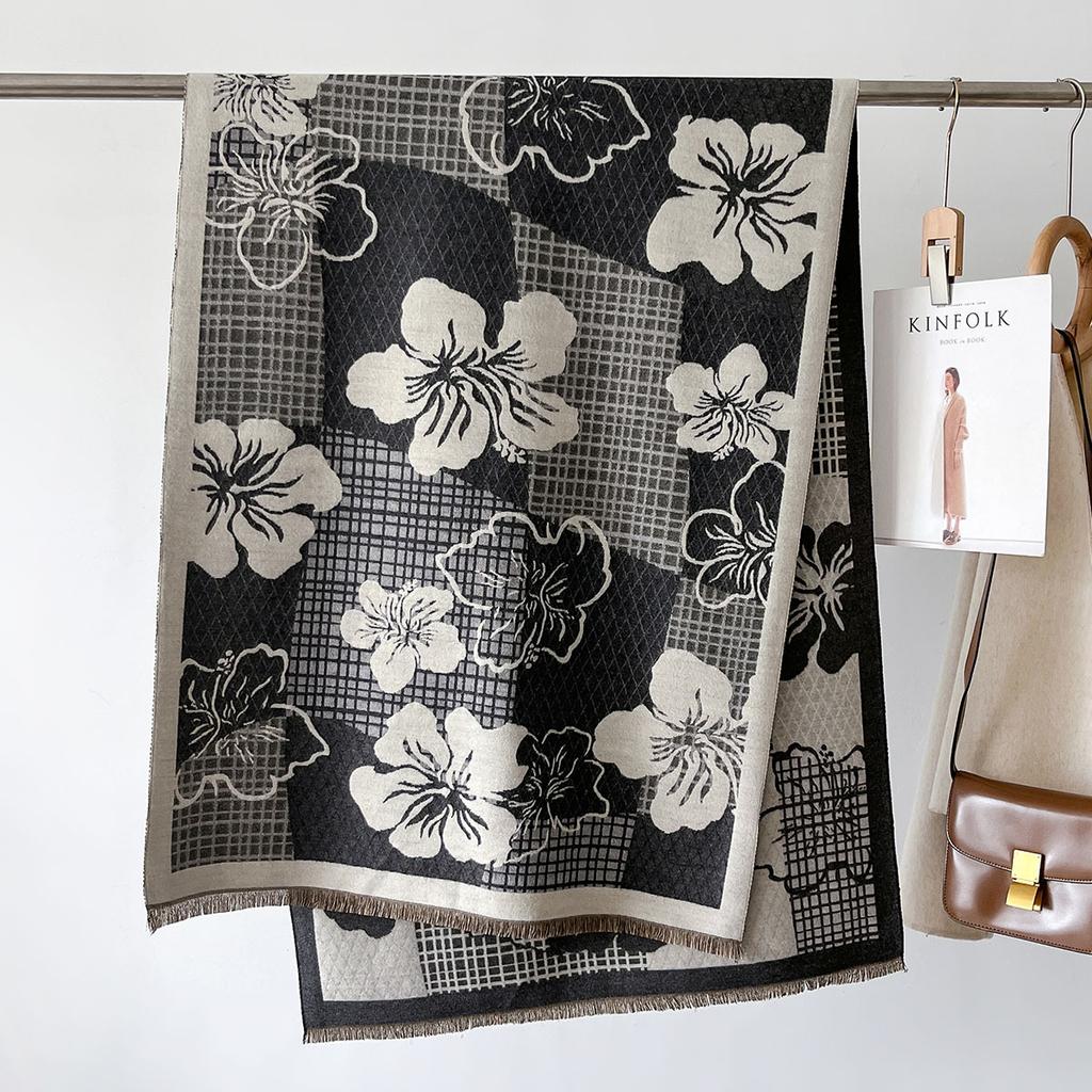 Клетчатый цветочный шарф кашемировые зимние шали и палантины женские толстые теплые Bufanda Mujer пончо палантины пашмина