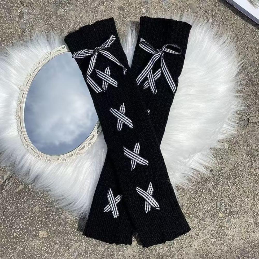Women Autumn Winter Fingerless Gloves Kawaii Lolita Leg Warmers Trendy Knit Arm Sleeves
