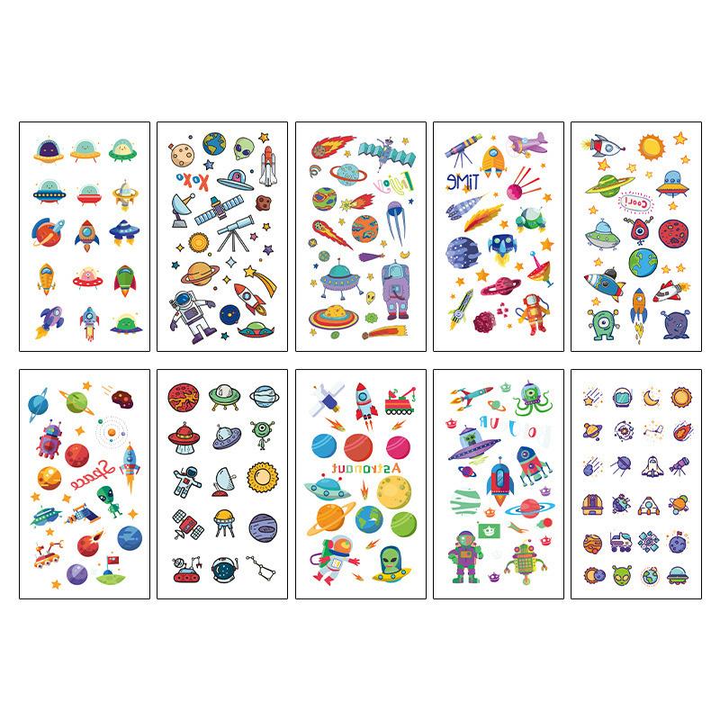 10 Sheets/Pack Kids Cartoon Fake Tattoo Stickers for Children Creative Water Transfer Printing DIY Temporary Tattoo