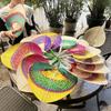 Chinese Style Hand-woven Fan Bamboo Heart Shaped Fan Weave Crafts Colorful Bamboo Fan  Cooling
