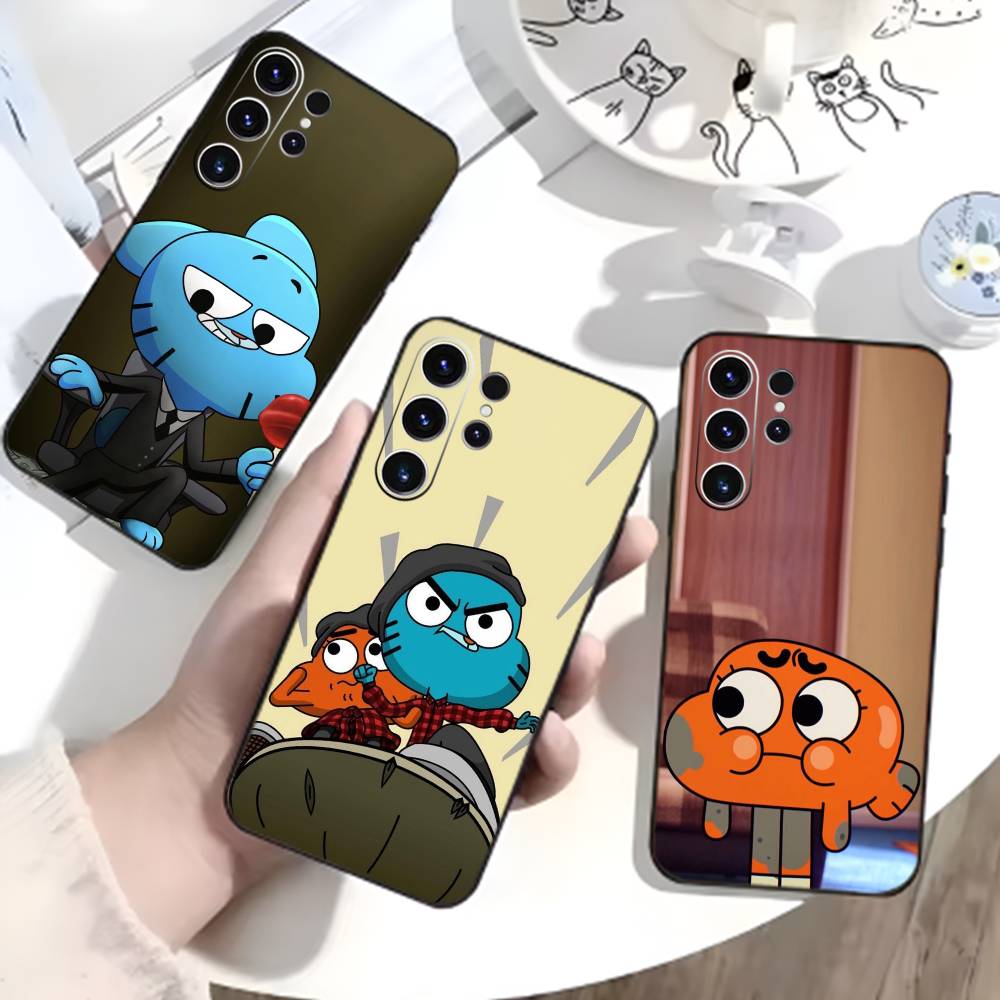 F-Gumball and Darwin Phone Case For Samsung S26,S25,S24,S23,S22,S30,S21,Ultra,Plus,FE 5G Black Soft Cover
