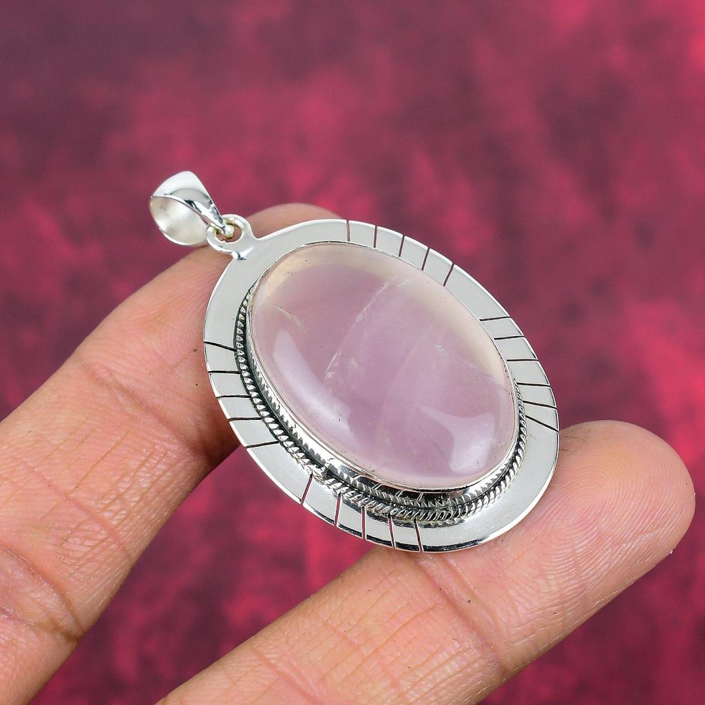 Ювелирные изделия из розового кварца, кулон из стерлингового серебра 925 пробы, ювелирные изделия ручной работы с драгоценными камнями, подарки для жены, абсолютно новый кулон