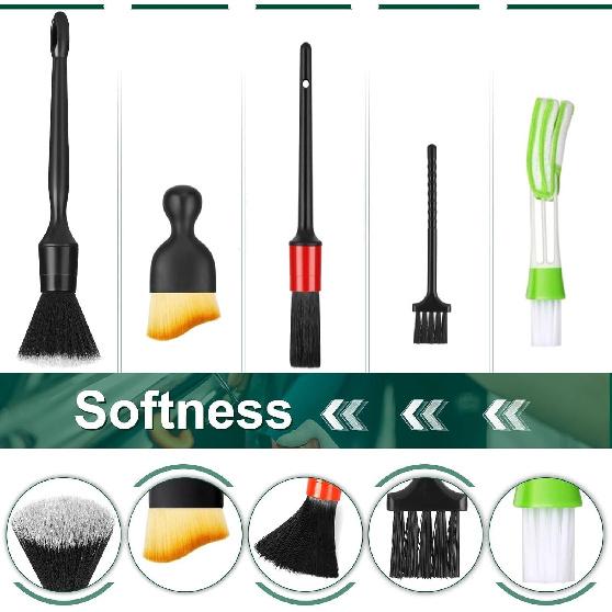 Car Interior Duster Detail Brushes, Soft Bristles Brush Car Accessories For Cleaning Dashboard Air Vent Crevice, Detailing Dusting Tool Kit For Auto