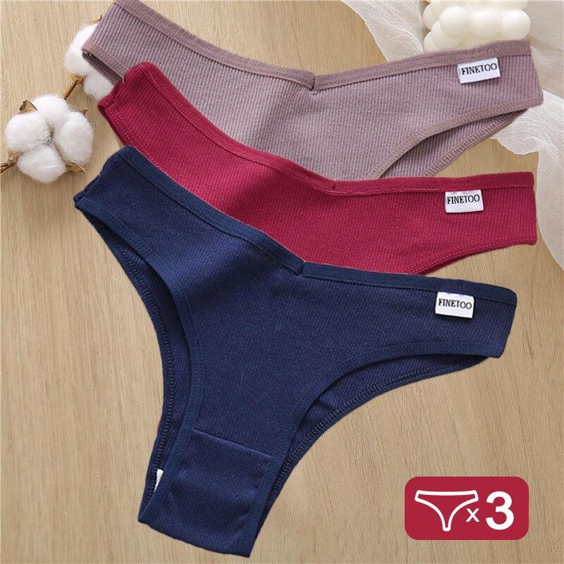 3PCS/Set Cotton Lingerie Panties Sexy Underwear Women Briefs Tangas Female Underpants Pantys Thong Panties Bikini Solid 6 Color