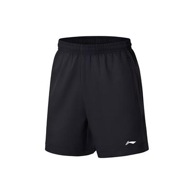 Li Ning Бег Фитнес Однотонные Быстросохнущие Тканые Воздухопроницаемые Шорты Мужские Шорты Черные AKSS611-1