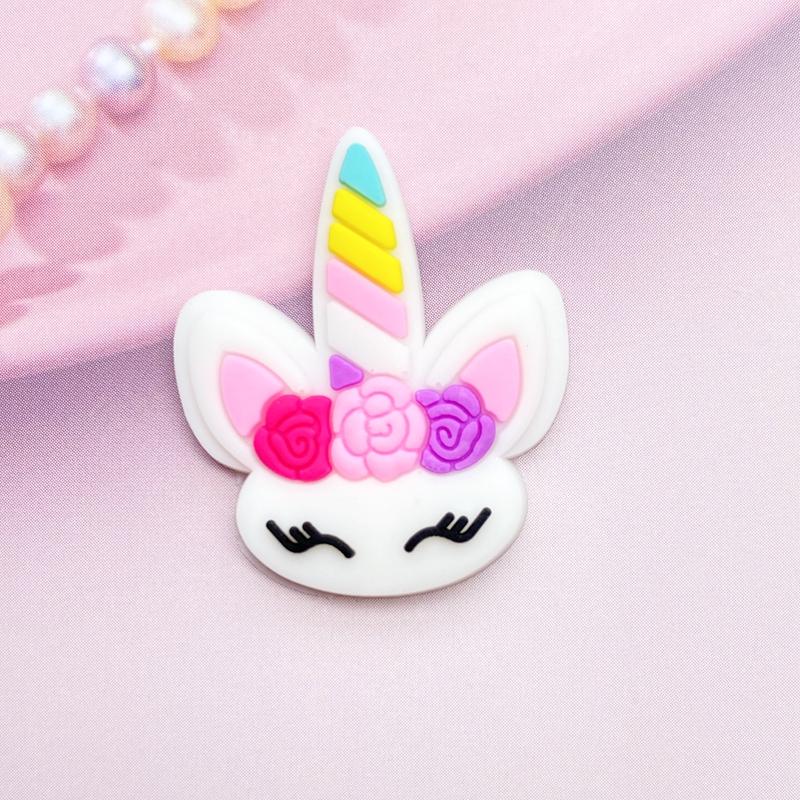 12 шт. Милые мини-головки единорогов, ПВХ, гибкий клей, плоская задняя сторона, украшение для скрапбукинга, декор для телефона, E98