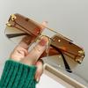 Rimless Square Double Bridge Sunglasses Fashion Stylish For Women Vintage Trend Brand Design Men Shades Eyewear