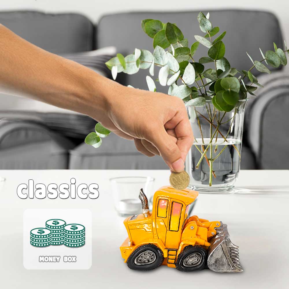 Смола Бульдозер Копилка Строительная Машина Копилка Коробка для Денег Скульптура Домашний Декор Подарок для Детей Мальчиков Мужчин Настольное Украшение