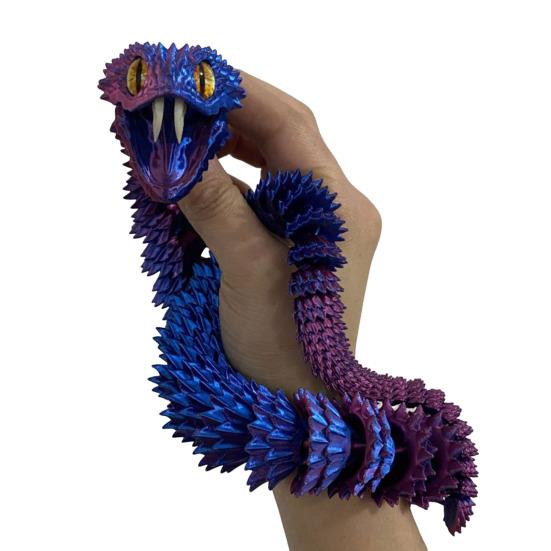3D Printed Snake Toy Articulated Snake with Openable Mouth And Retractable Teeth Flexible Fidget Snake Toy for Adults Kids