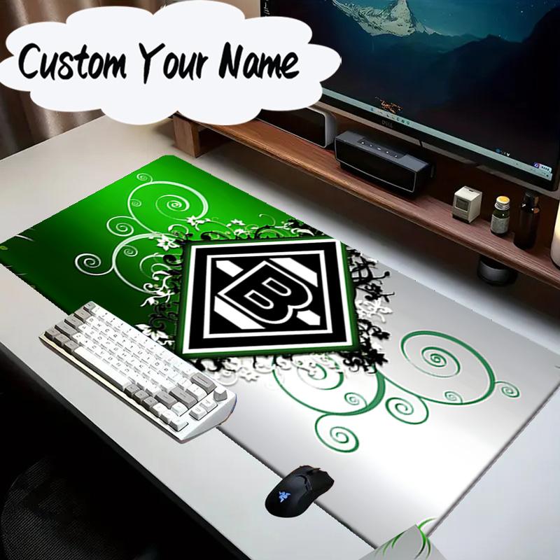 Custom Name Mouse pad Green And Silver Abstract Mouse Pad Desk Mat, Non-Slip Rubber Backer Pad For Computer Notebook Gaming Mouse Pad Birthday Gift