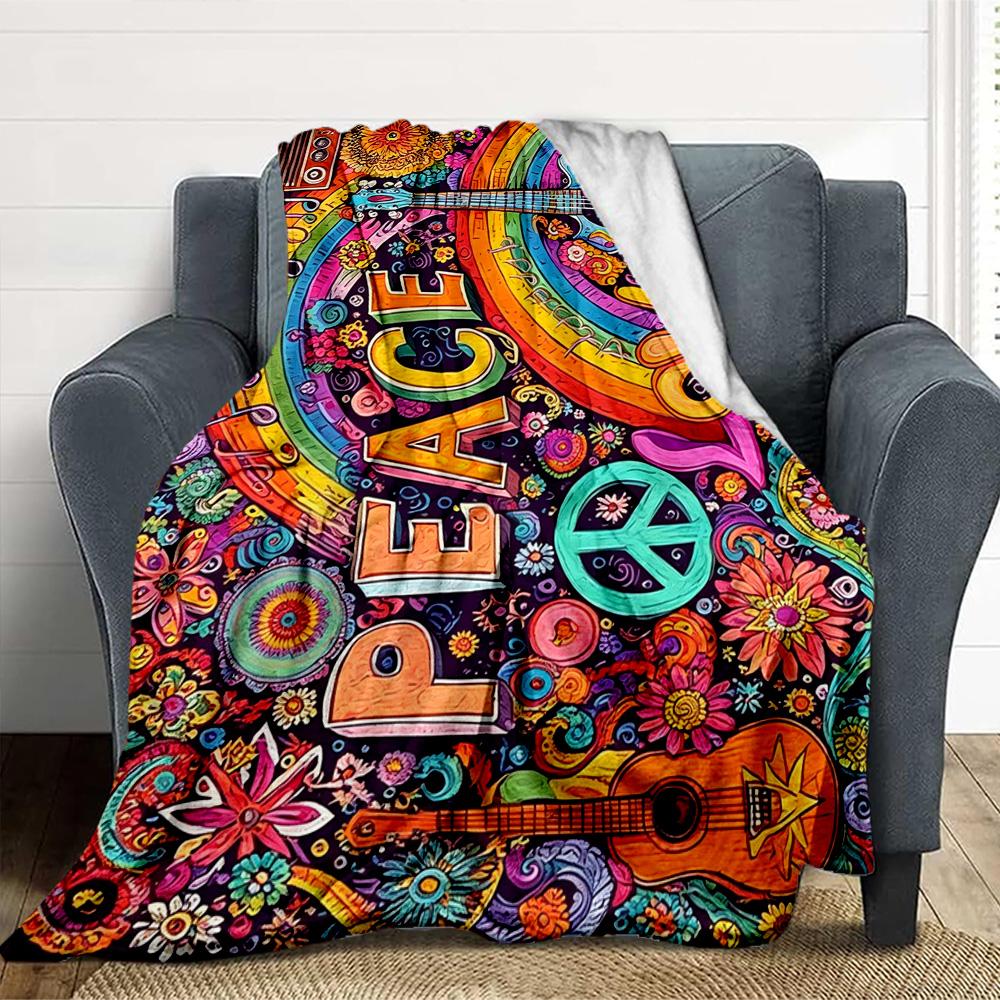 Peace Love Flannel Blanket Throw Blanket Soft Warm Sofa Bed Camping home Decor Unique Christmas Gift C9261812