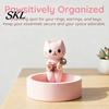 Small Jewelry Storage Box Cute Cat Tray, with Deep Plate Slot, Pink Matte Finish Holder Resin Decorative Ornament, for Dressing Table And Keys