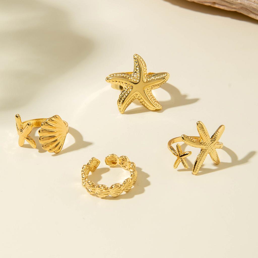 European and American Bohemian Personality Starfish Ring Set Geometric Hollow Sunflower Ring Ring Woman