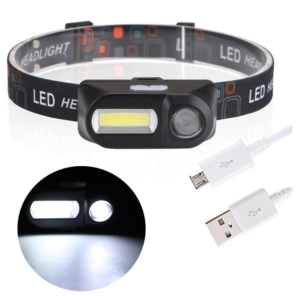 Rechargeable 18650 Camping Fishing Mini LED Headlamp USB Charging Fishing Light COB Headlight