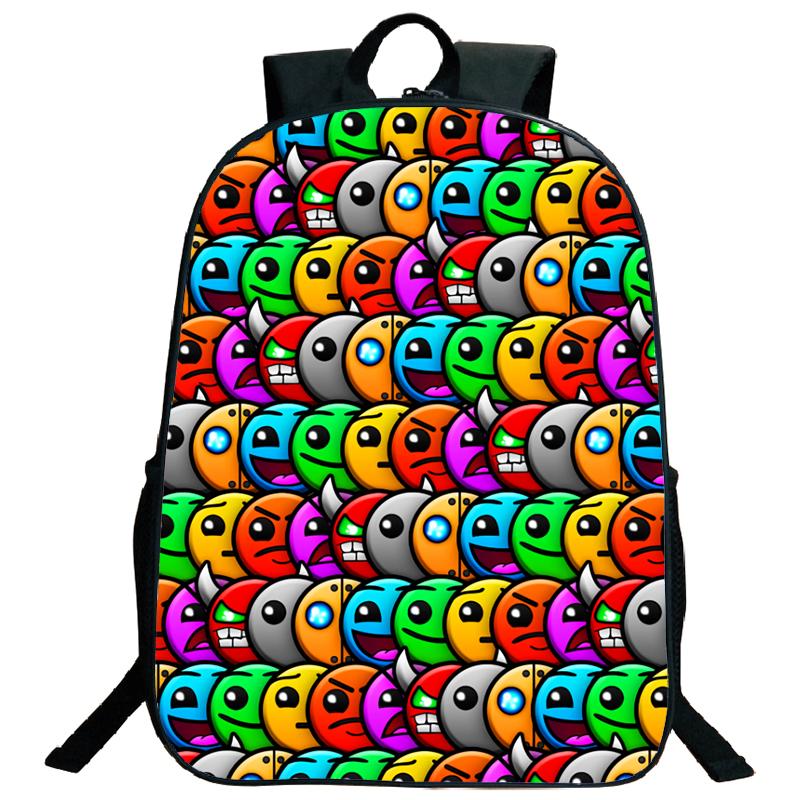 Angry Geometry Dash Backpacks for Middle and High School Students, Large Capacity Leisure Backpacks, Holiday Gifts