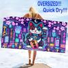 Maneki-Neko Print Beach Towel, Large Soft Quick Dry Towel for Beach Camping Swimming