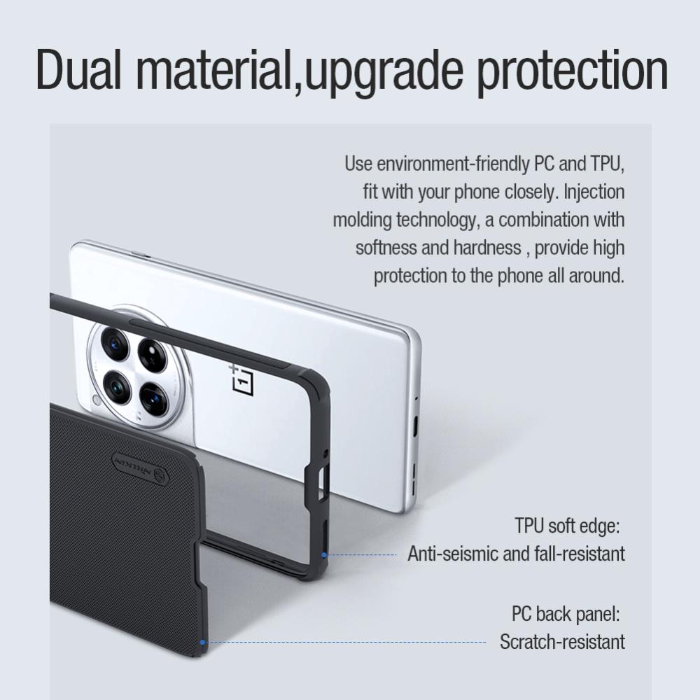 Чехол для телефона One Plus 12 Nillkin Super Frosted Shield Pro, магнитный жесткий ПК + корпус из ТПУ, противоударная задняя крышка для OnePlus 12