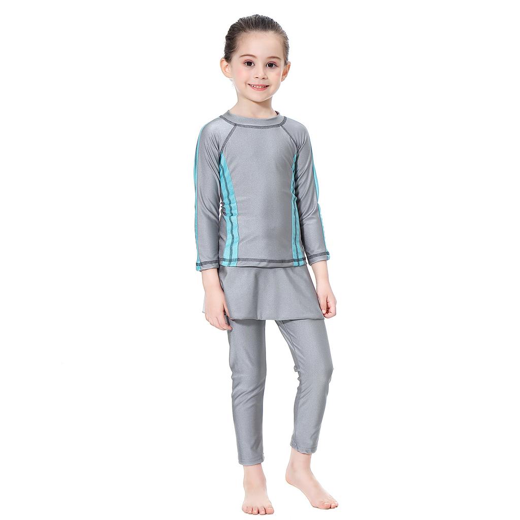 Three-Piece Swimsuit Girls Long Sleeve Full Cover Swimming Suit For Kids Muslim Swimwear Baby Children Swimming Bathing Suit