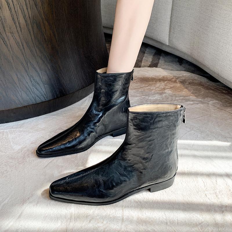 Fashion Aphixta Back Zipper Shoes Women Boots Crystal Square Heel Ankle Boots For Women Botines Mujer Ladies Shoes Fashion Woman Shoes