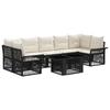 8 Piece Garden Sofa Set Black and Cream White Poly Rattan
