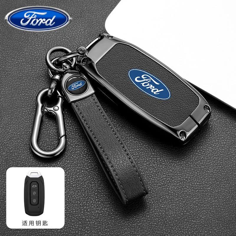 Car Sticker 2026 Ford Leather Car Key Cover Shell Fob Holder Protector Case Keychain Accessories For Ford Transit Custom Territo