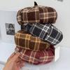Женские шляпы Новый клетчатый берет - Женская весенне-осенняя универсальная восьмиугольная шляпа Художественная винтажная шляпа художника