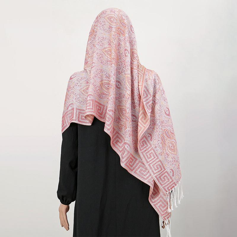 Богемный Премиальный Универсальный Шарф Для Женщин Ближневосточный Жаккардовый Шарф с Кисточками Для Женщин