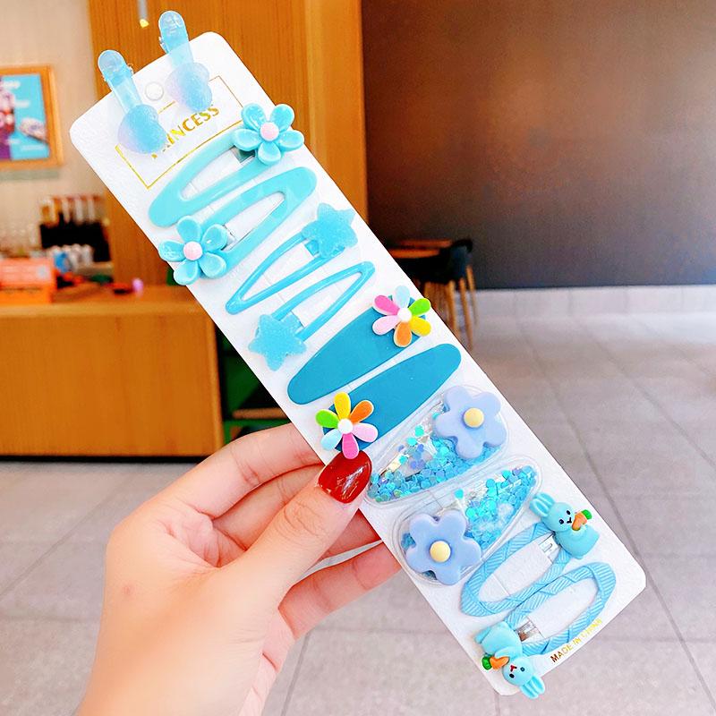 12 шт./набор Новые милые красочные мультяшные заколки для волос в виде цветков для девочек, детские прелестные заколки-автоматы, модные аксессуары для волос