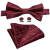Barry.Wang Men Cravat Ties Jacquare Paisley/Floral/Striped Bow Tie Hanky Cufflinks Set Formal Casual