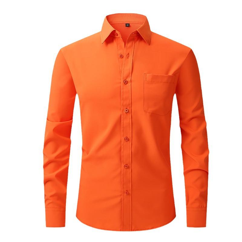 Мужская рубашка в стиле business casual с длинным рукавом, четырехсторонней эластичностью и немнущейся тканью