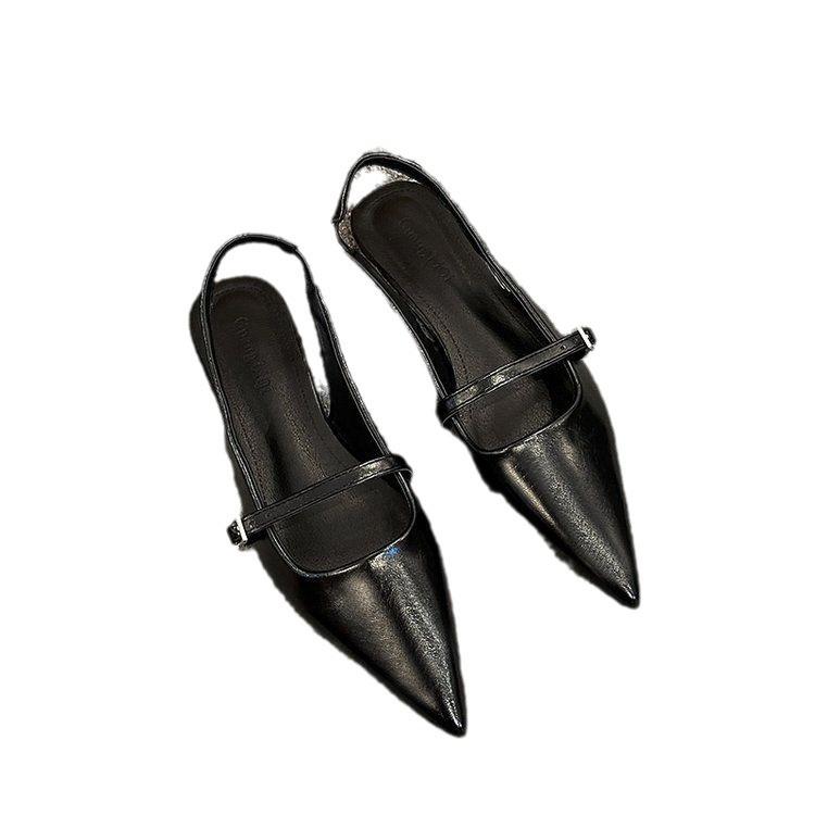 Универсальные сандалии на плоской подошве с сумкой, женская обувь 2025, новые Мэри Джейн с юбкой, остроносые, с нишевым темпераментом, одинарные туфли