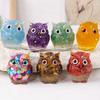 Natural Crystal Owl Ornament Handcrafted Resin Owl Figurine with Crystal Gravels Inside
