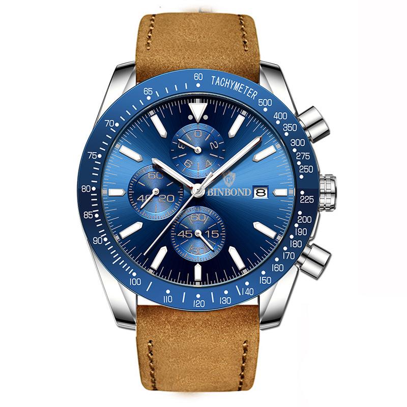 BINBOND Luxury Luminous Waterproof Casual Reloj Chronograph Auto Date Accurate Men's Watch Durable Quartz Wristwatches For Men