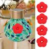 Durable Hummingbird Feeder Component 4PCS Replacement Parts, Simulated Red Flowers Shape, Universal Silicone Parts Fit Waterproof Bird Accessories,