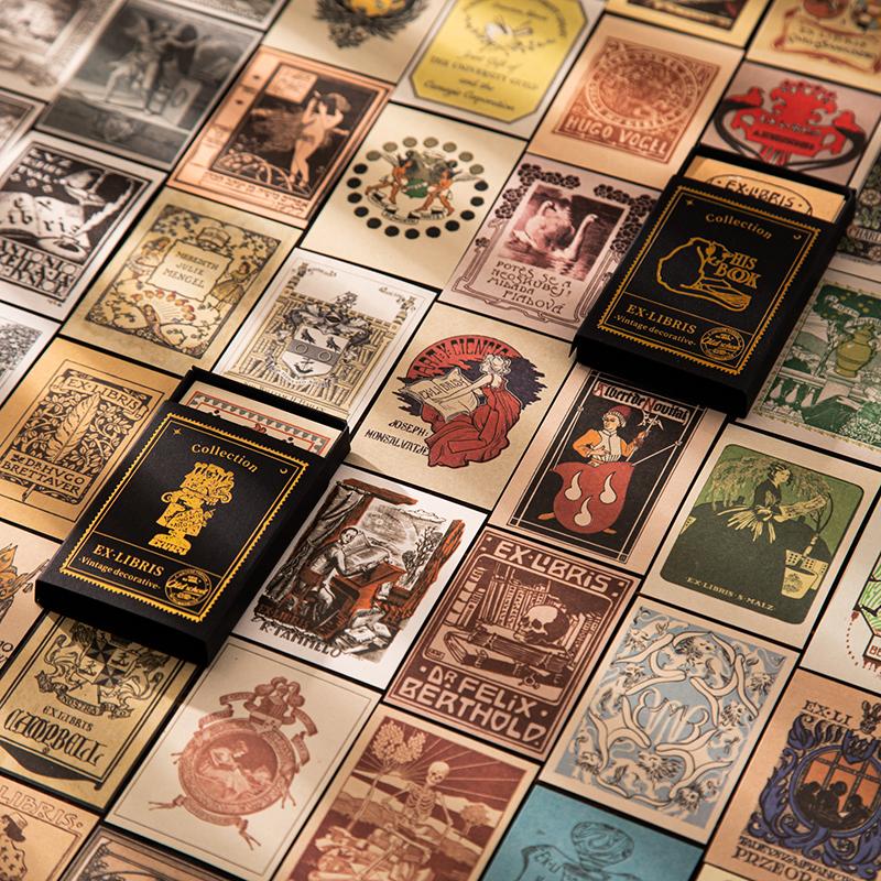 Journal GO 50pcs Vintage Old Library Bookplate Material Paper DIY Decor Book for DIY Crafts Scrapbooking Collage Junk Journal