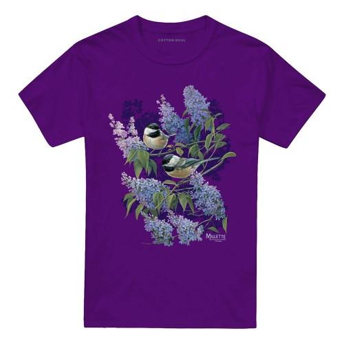 Wild Wings Unisex Adult Chickadees & Lilacs T-Shirt