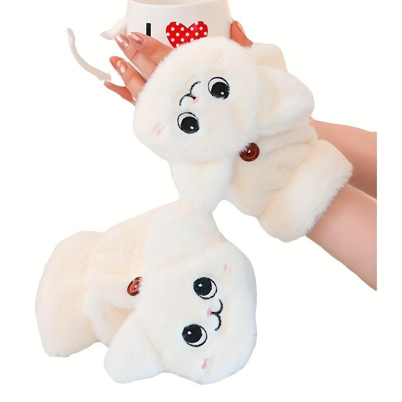 1PAIR Winter Plush Gloves, Perfect Christmas Gift Thick Insulation Cute Fashion Multipurpose