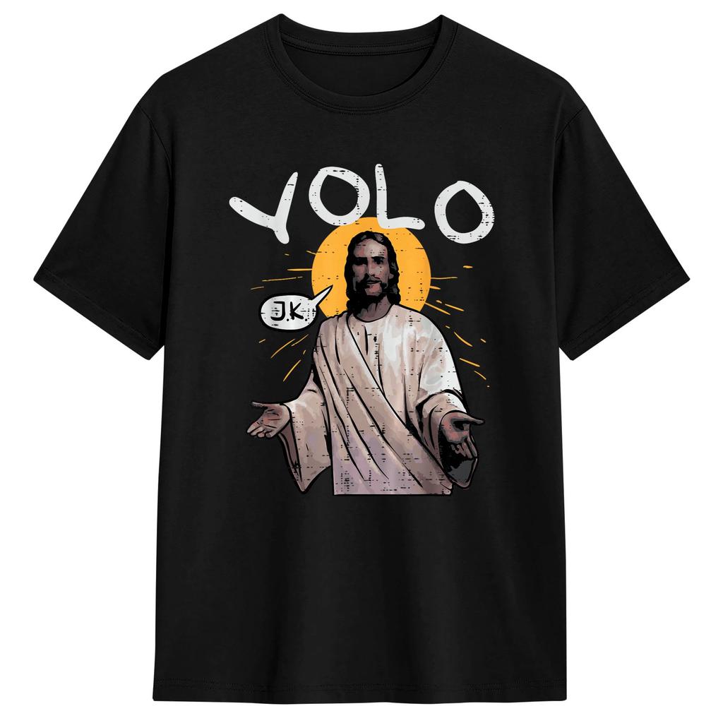 Унисекс Футболка Пасха Yolo Jk BRB Иисус Футболки Трендовые Летняя Футболка Streetwear 100% Хлопок Топы Идея для Подарка