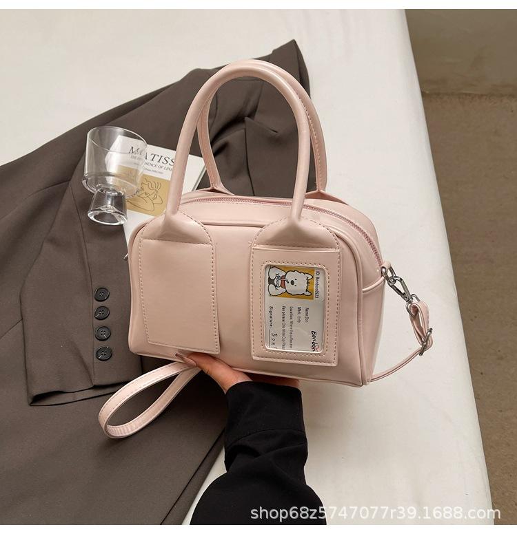 Frosted Retro Boston Bag Portable 2025 Early Spring New Fashion Niche Design Sense Large Capacity Messenger Bag