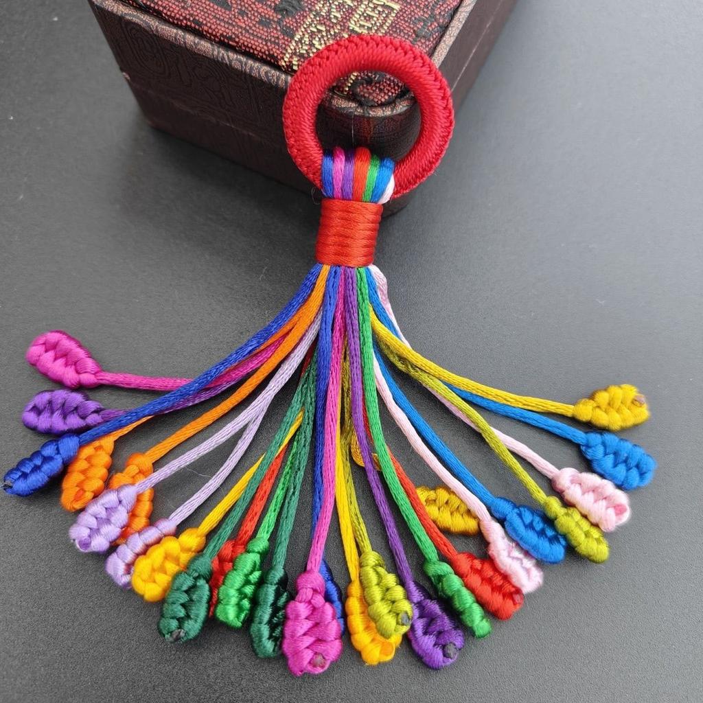 Этнический стиль, пять цветов, ручная работа, брелок, цветная веревка, узел в виде хвоста феникса, упаковка, подвеска для автомобиля, праздничный кулон на лодку Loong, готовый продукт