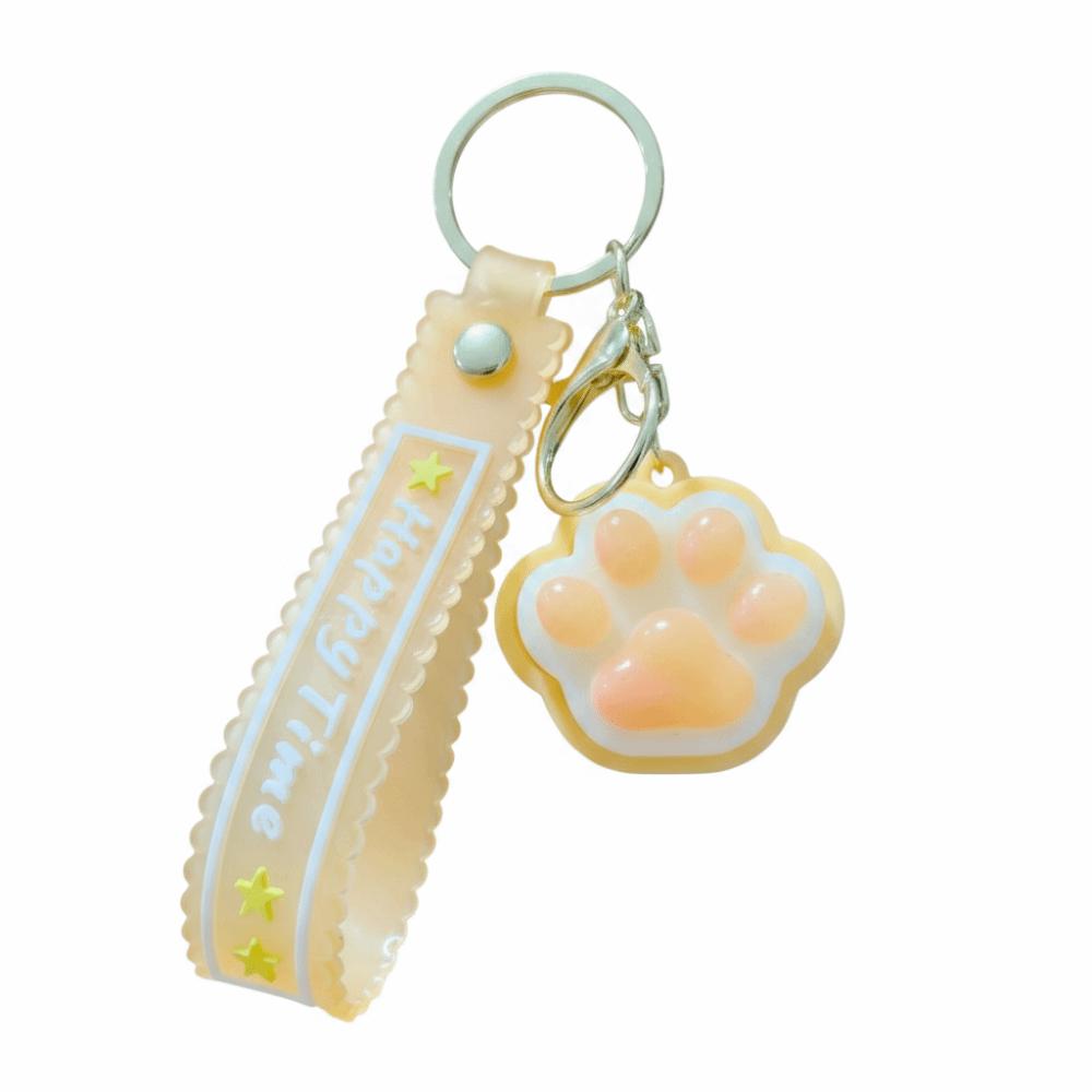 LED Flashing Squeeze Toy Cartoon Fidget Toy Key Ring Bag Pendant Cat Paw Key Chain Office Workers