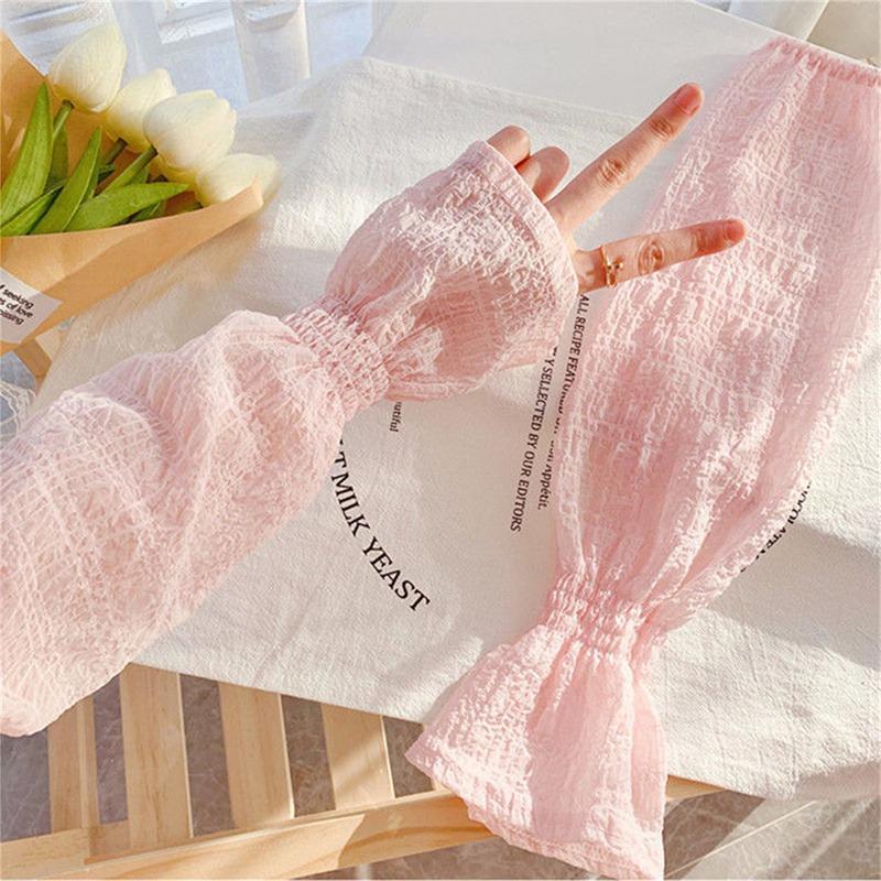 Summer Long Sleeves Women Lace Cycling Driving Arm Warmers Uv Protection Loose Cool Hand Sleeves Fashion Fingerless Gloves