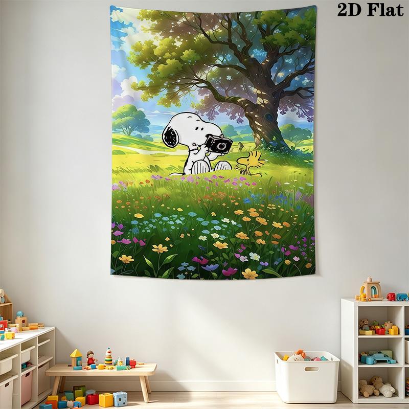 Snoopy Woodstock Garden Tapestry Fashion Print Background Cloth Wall Decoration Christmas Gift Background Wall Hanging Cloth