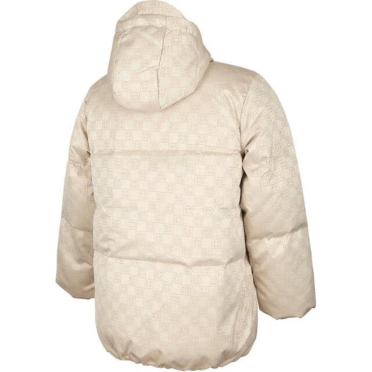 Jordan Down Jacket Fashion Comfortable Versatile Hooded Short Duck Down Kids Jackets Khaki HQ7098-113