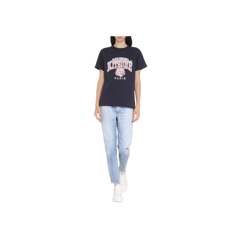 Maison Kitsune Casual Letter Animal Pattern Short Sleeve T-Shirt Men T-Shirts LW00104KJ0035-P480