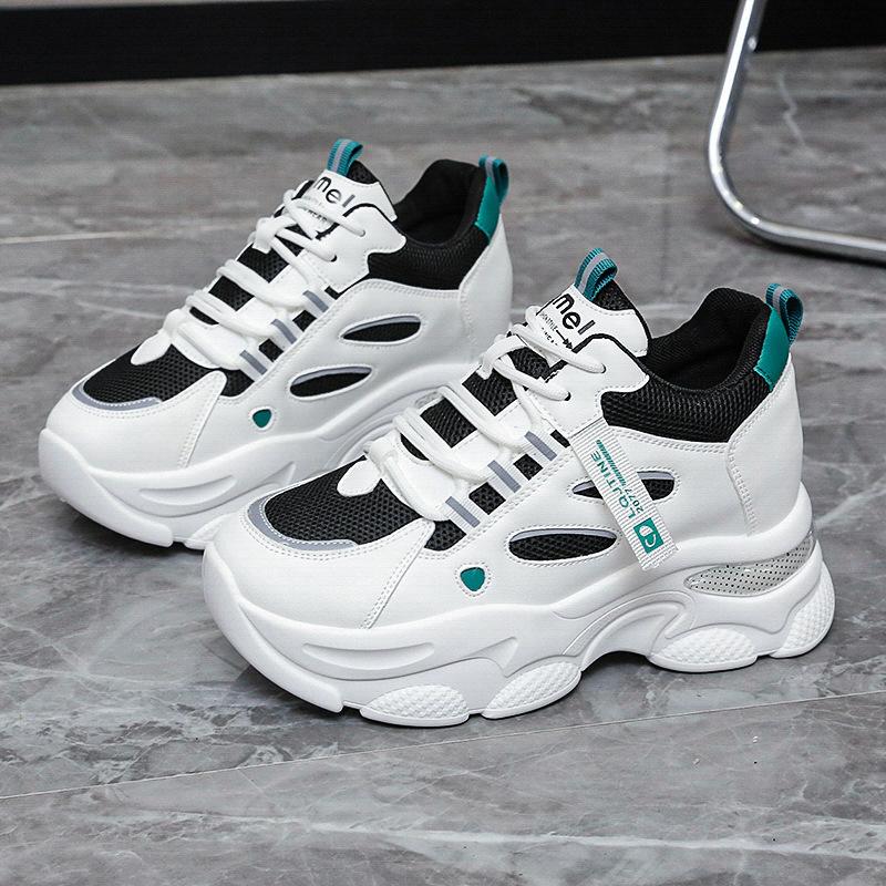 Обувь для папы, женская, весна и осень, новые универсальные, маленькие, с толстой подошвой, высокие, дышащие, повседневные, спортивные, белые туфли