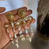 Court Style Geometric Pearl Fringed Earrings Vintage Antique Temperament Earrings Fashion New Earrings