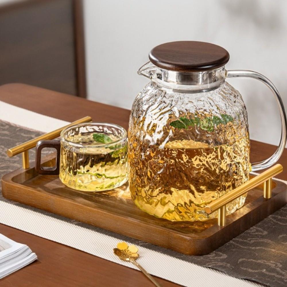 Wooden Handle Glass Tea Cups High Temperature Resistant Water Cups Stylish Milk Juice Cups  Office