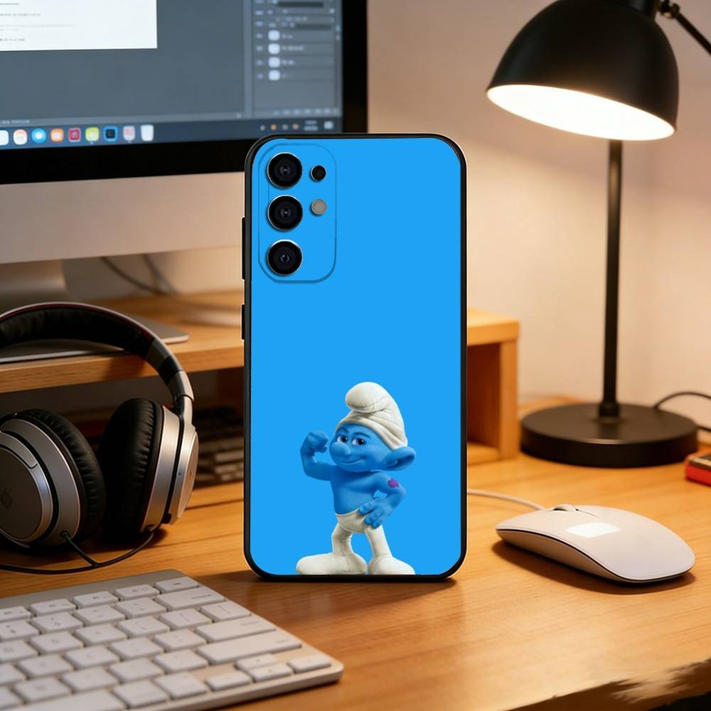 F-Funny and cute cartoon B-blue elves Phone Case Black Silicone Soft For Samsung S25,S24,S21,S22,S23,S30,Ultra,S20,Plus,Fe,Lite