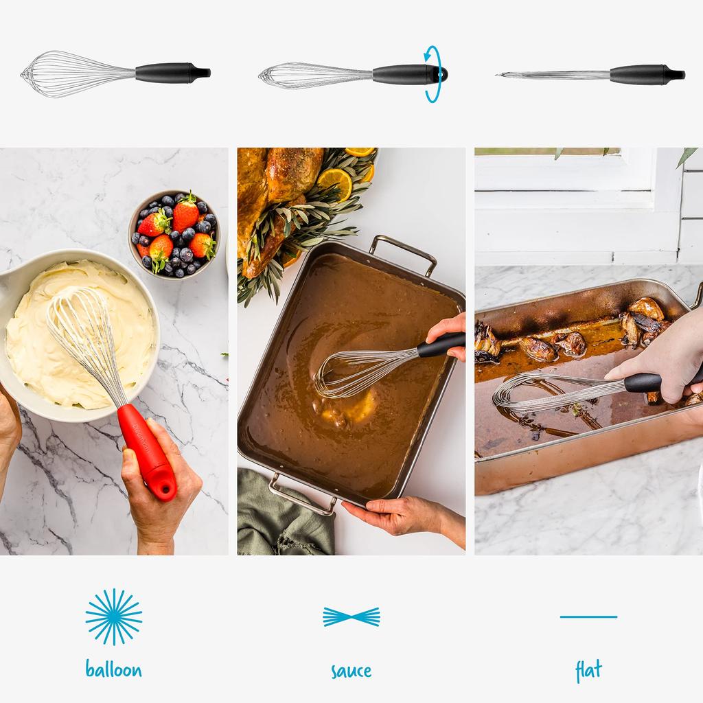 Венчик Dreamfarm Flisk Венчик Ручной миксер Готовка Готовка Взбитые меренги Трансформация Шарик Лента Плоский Компактное хранение Легко чистить Черный